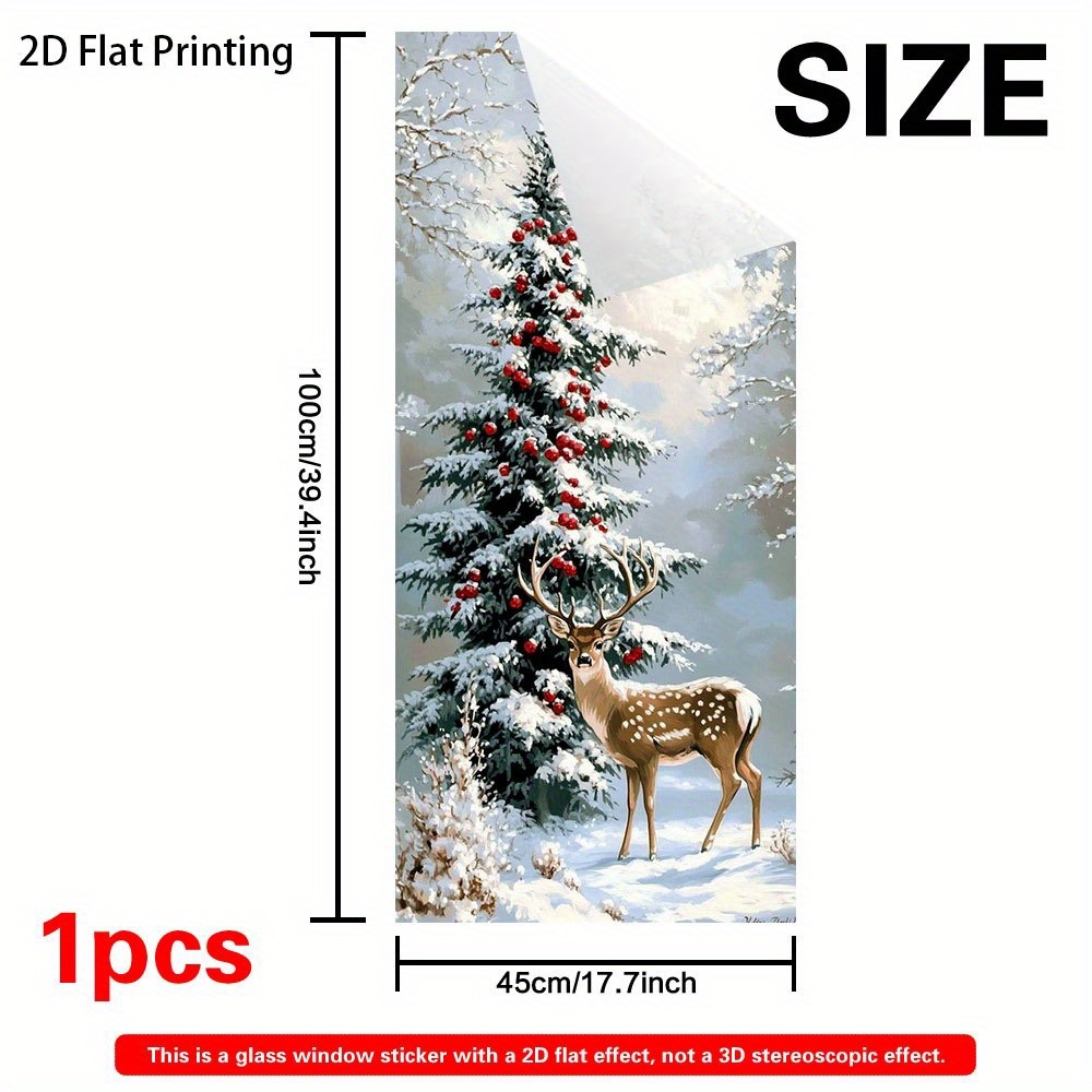 TEMU 1pc Of Winter-themed Deer Snow Forest Window Decals, Static Cling Frosted Privacy Film â Easy To And Install Pvc Decoration, Perfect For
