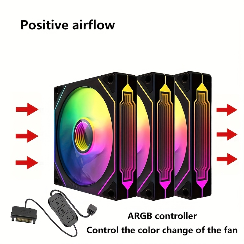 3pcs of l j4pro   desktop computer 12cm chassis cooling fan 5  pin argb colorful   view room cooling