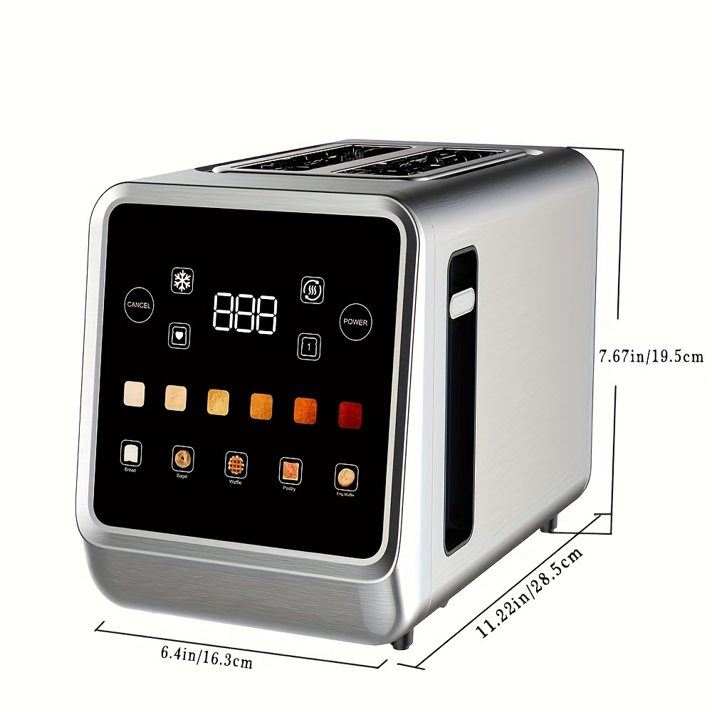 touch screen toaster 2   stainless steel digital timer toaster with 6 bread types and 6 shade settings 1 5 wide toast slot with bagel cancel defrost and memory details 5