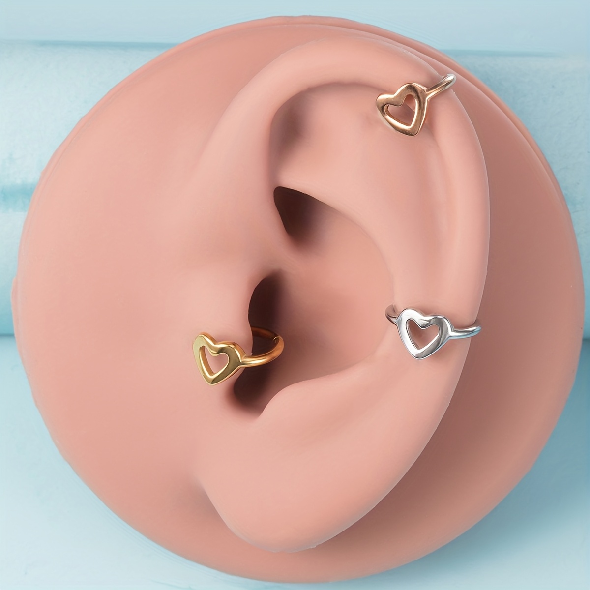 Women's Single Helix Hoop Earrings, Heart-Shaped Design