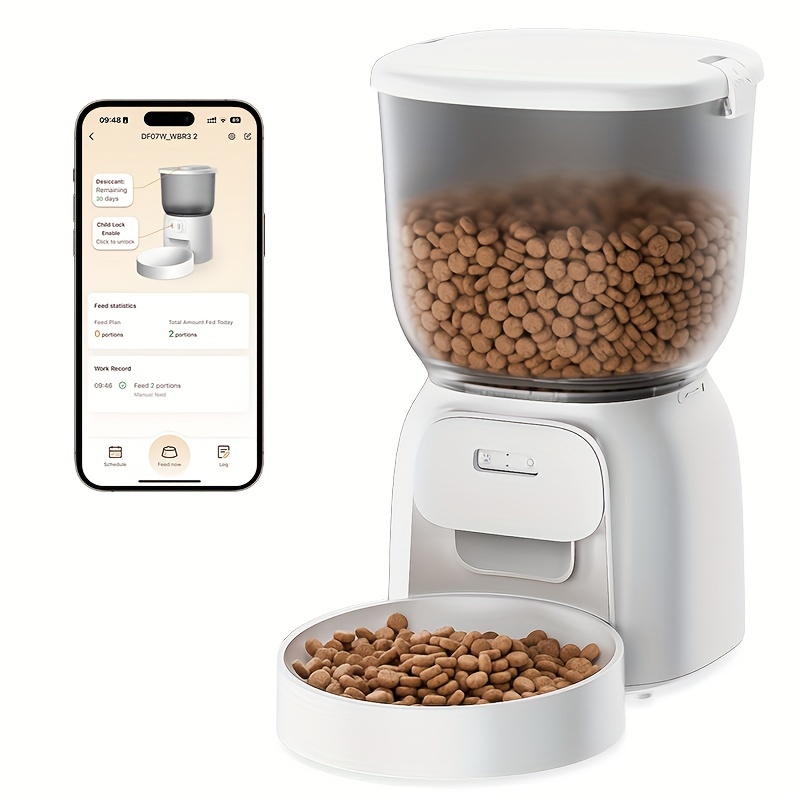 

4l Wifi Automatic Cat Feeder Smart Pet Food Dispenser Auto Dog Pet Feeder With 2.4g App Remote Control 1-10 Meals Per Day White