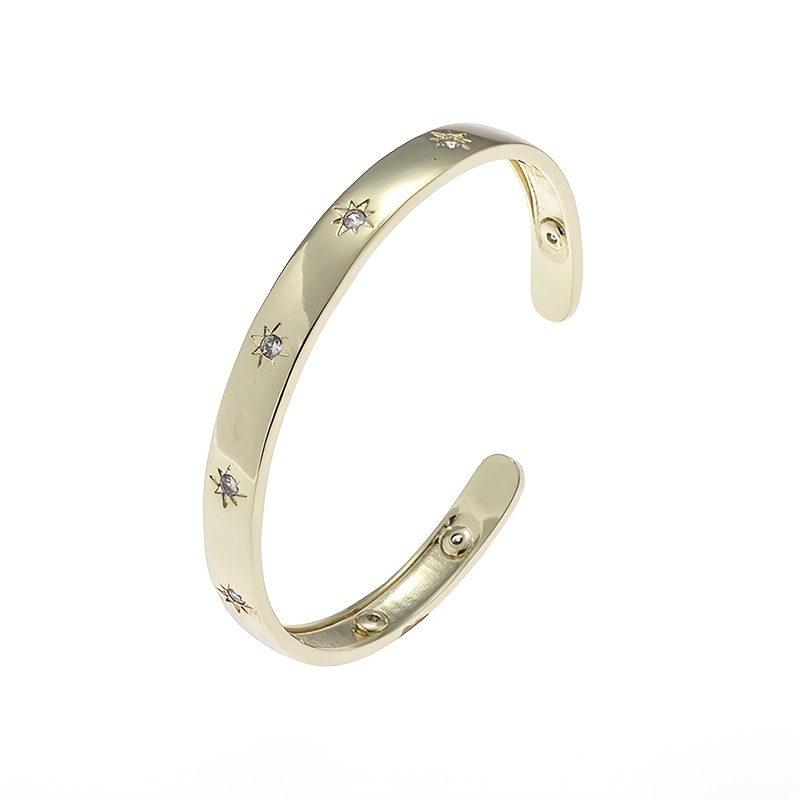 Image of 1pc Delicate Zirconia Cuff Bracelet For Women Dinner Party Cuff Bangles Jewelry Gifts