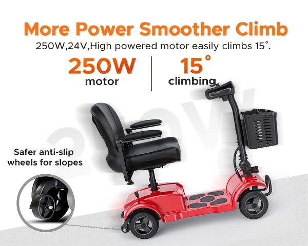 folding 4 wheel mobility scooter 250w motor 24v 12ah battery 15 5 mile range 8 solid tires 265 lbs capacity 37 2kg detachable basket front light compact portable for   perfect gift for moms   Product details 2