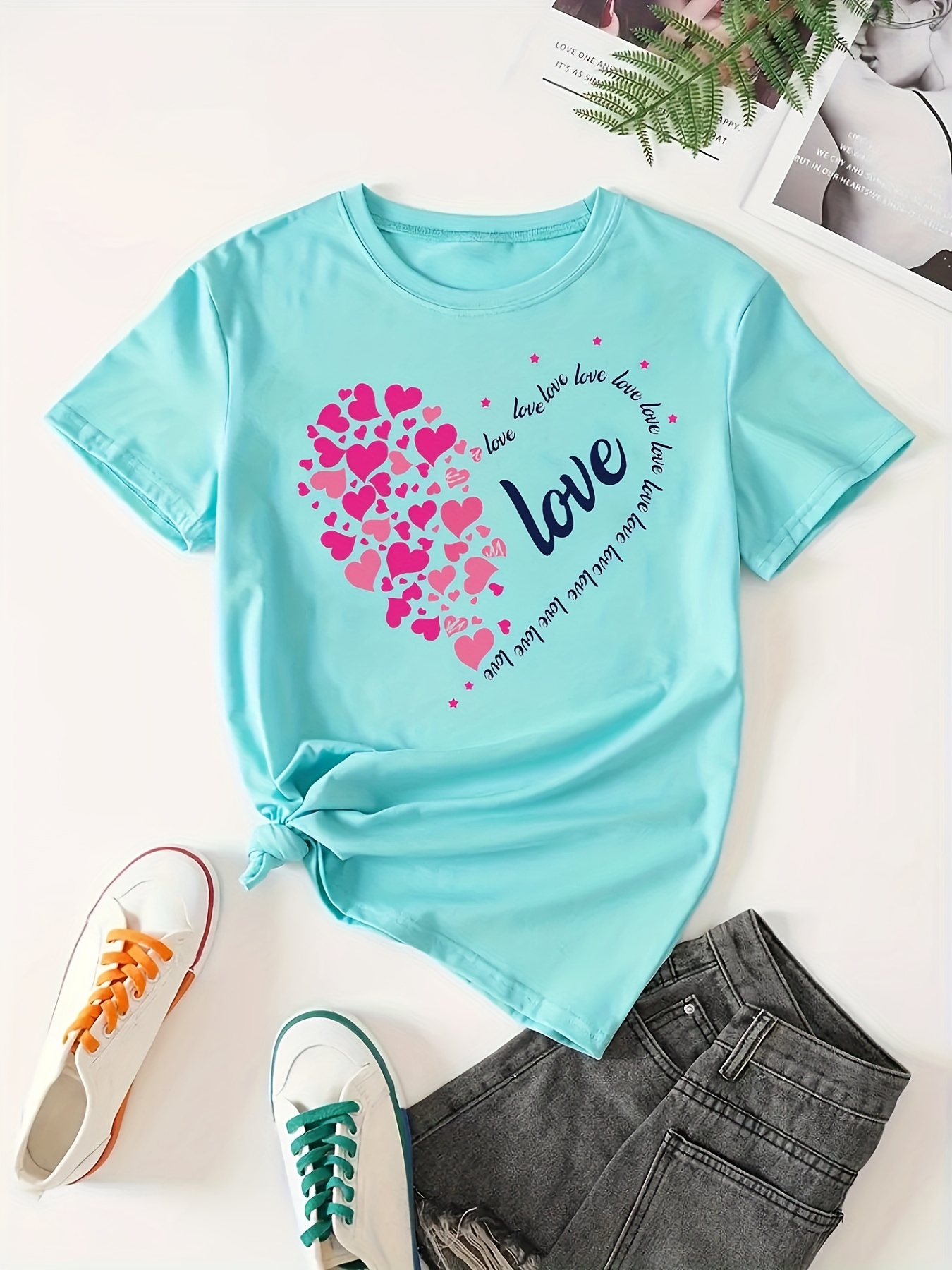  Rvidbe Valentines Day Tops for Women,Women's Casual Short  Sleeve Plaid Heart Print Graphic T Shirts Crewneck Tunic Blouses : Ropa,  Zapatos y Joyería