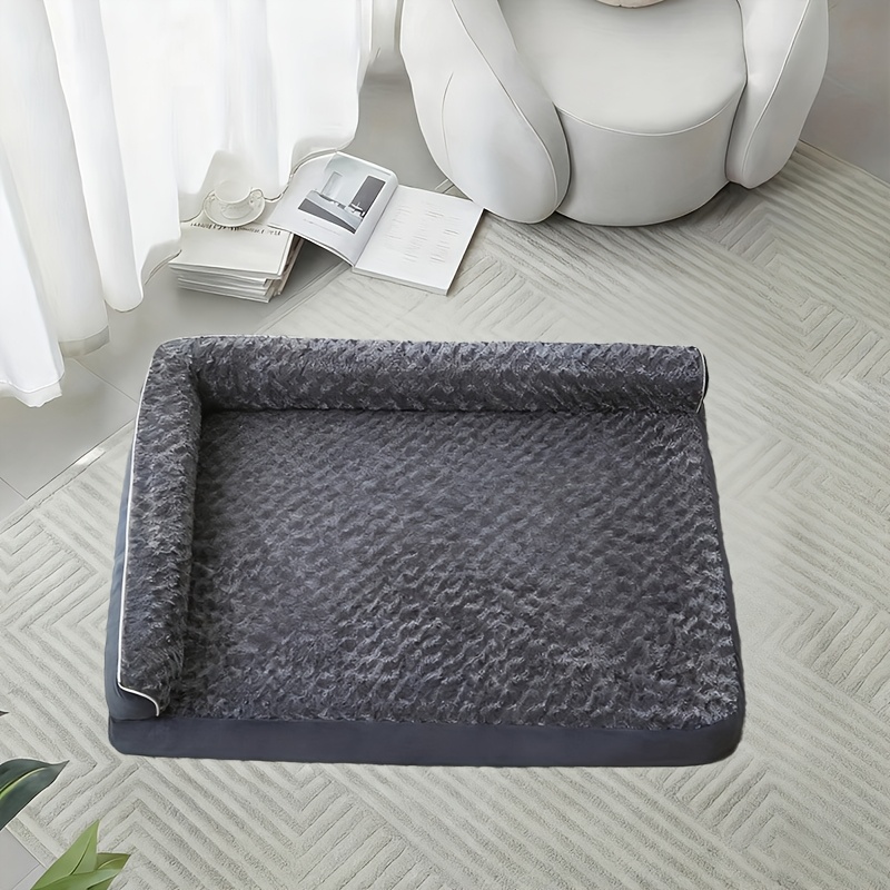 TEMU L Shaped Orthopedic Memory Foam Dog Bed, Breathable For Summer Use, Removable Washable Pet Sofa For Small Medium Large Dogs, 3 Sizes Dark/light