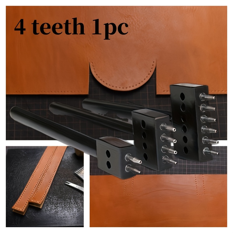 Image of 4-in-1 Leather Hole Punch Tool, Adjustable 4mm Handheld Perforator, Leather Punch For Repair, Portable Punch Tool, Ideal Christmas Gift Leather Punch