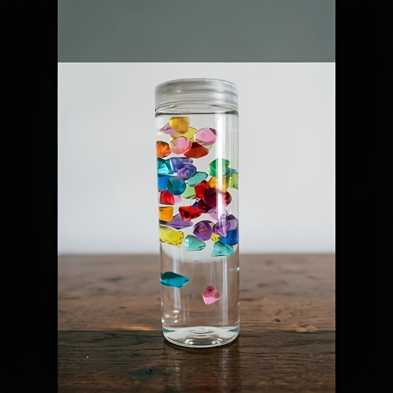 Multi-Coloured Reusable Clear Transparent Sensory Bottles with Round Cap Lids