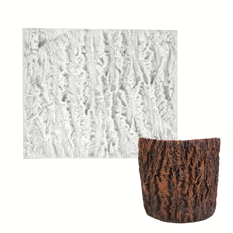 TEMU 2pcs Tree Bark Silicone Fondant Mold Texture Fondant Impression Lace Mold Silicone Mat Cupcake Topper Texture Diy Polymer Clay, Dough Modelling