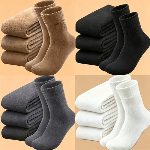 4 pair unisex winter thermal socks thick blend outdoor hiking socks with reinforced toes and heels calf winter socks with extra lining for classic extended size design