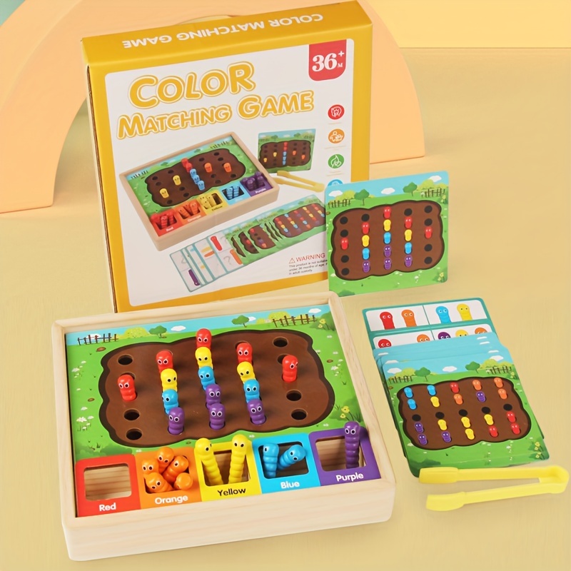 

Color Matching & Grasping Game - Wooden Early Learning Toy For Ages 3-6, Boosts Color Identification & Hand Dexterity Development