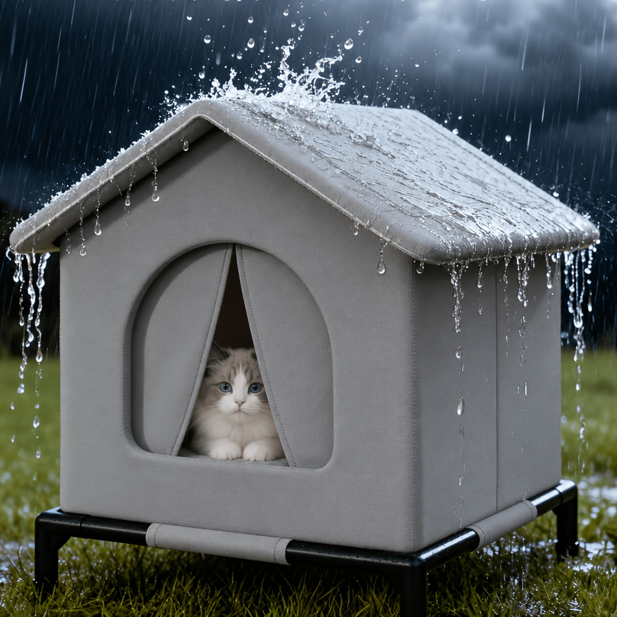 TEMU Abri d'extérieur pour chat toutes - 'hiver chaude et isolée pour chats errants et chiens | Base surélevée, disponible en tailles, lit pour