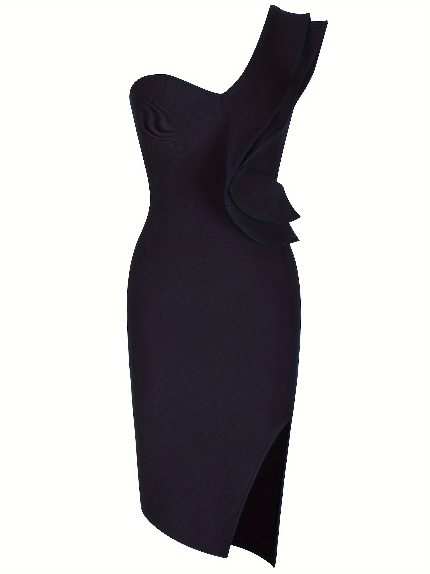 elegant one shoulder sleeveless midi dress women chic black