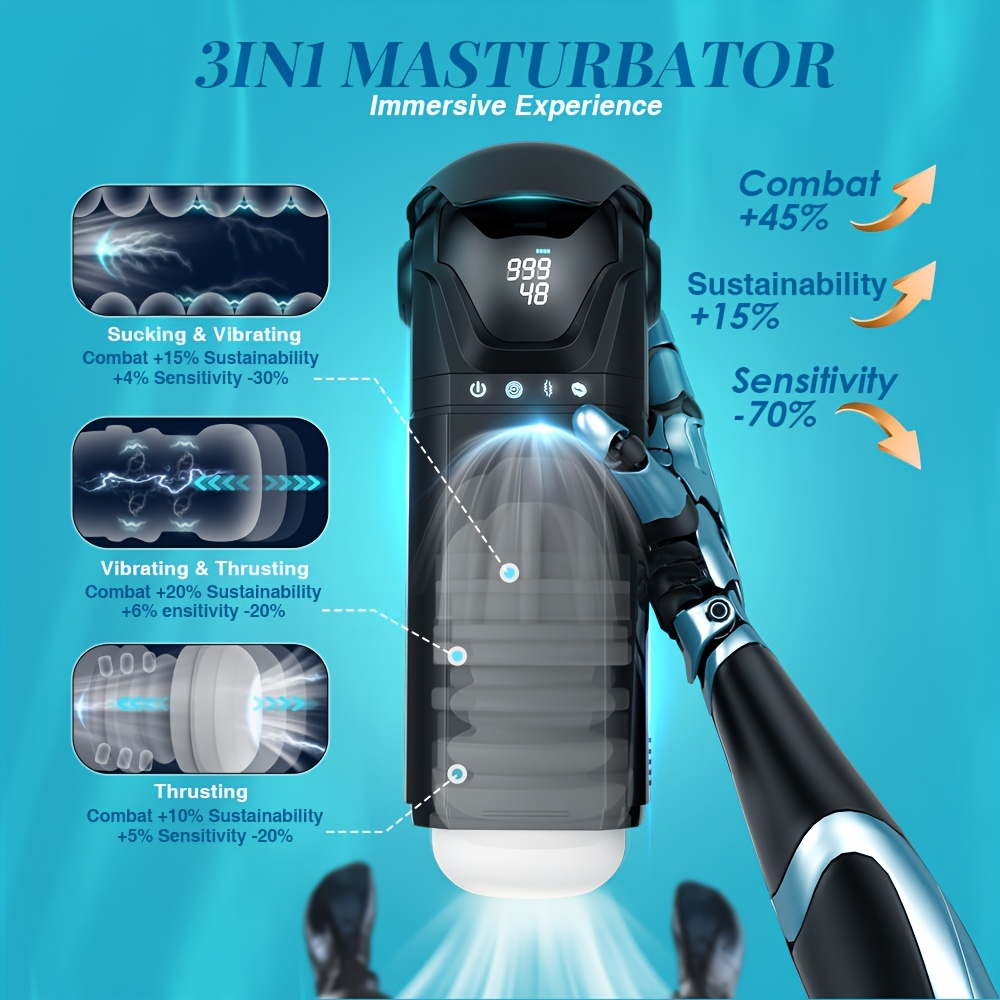 9 Sucking Modes 9 Stretching Modes Male Electric Masturbation Cup Penis Masturbator, Digital Display Male Adult Sex Toys 3D Realistic Texture Sex Toys Stroker