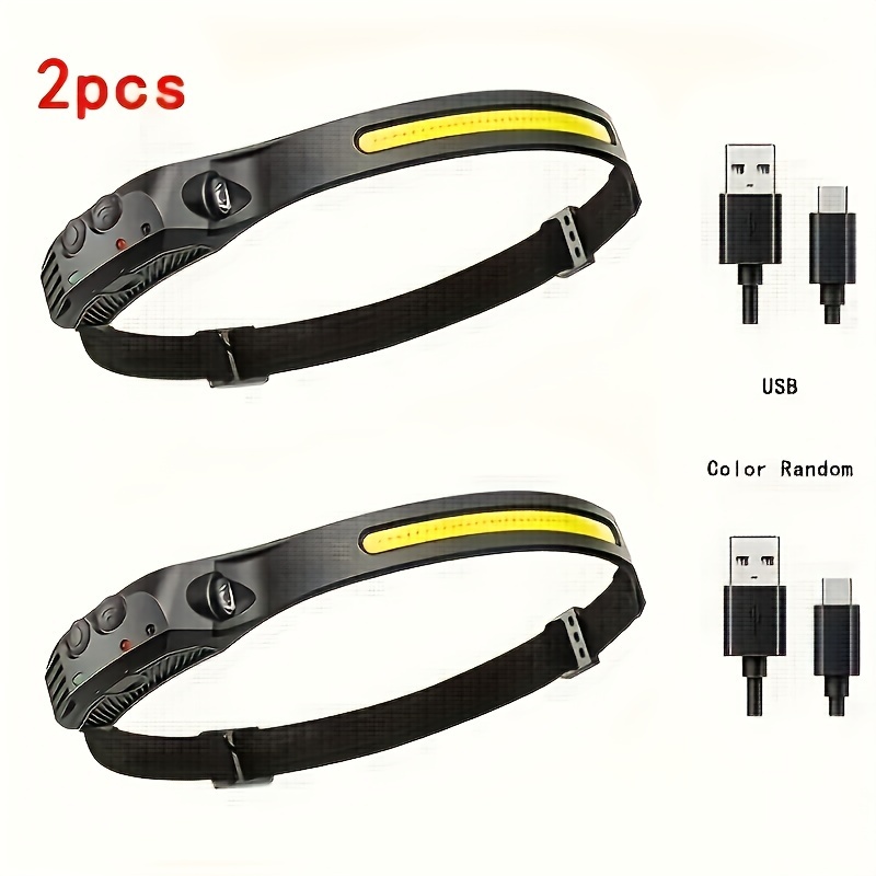 

2pcs Multifunctional Cob Headlamp, Usb Charging Headlight, Suitable For Running