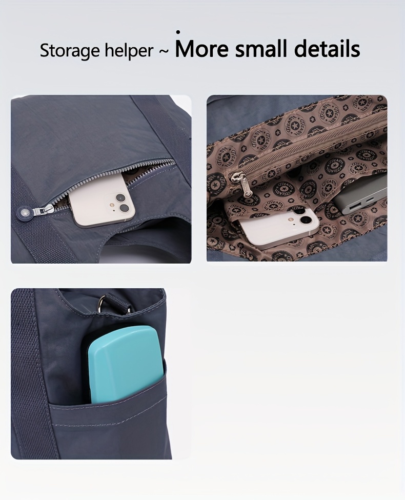 womens   dumpling bag large capacity casual nylon tote with zipper closure adjustable shoulder strap and metal rings versatile black bag for daily   and travel featuring a   Product details 9