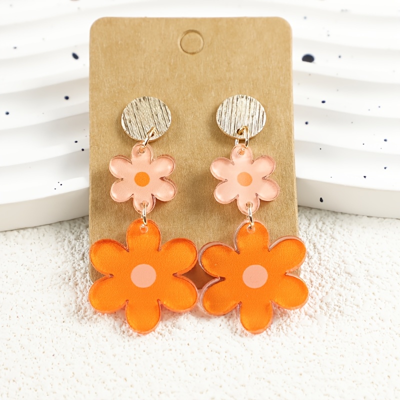 Summer Cute Flowers, Elegant Alloy Earrings, Ladies Acrylic Earrings, Suitable For Vacation Summer Style