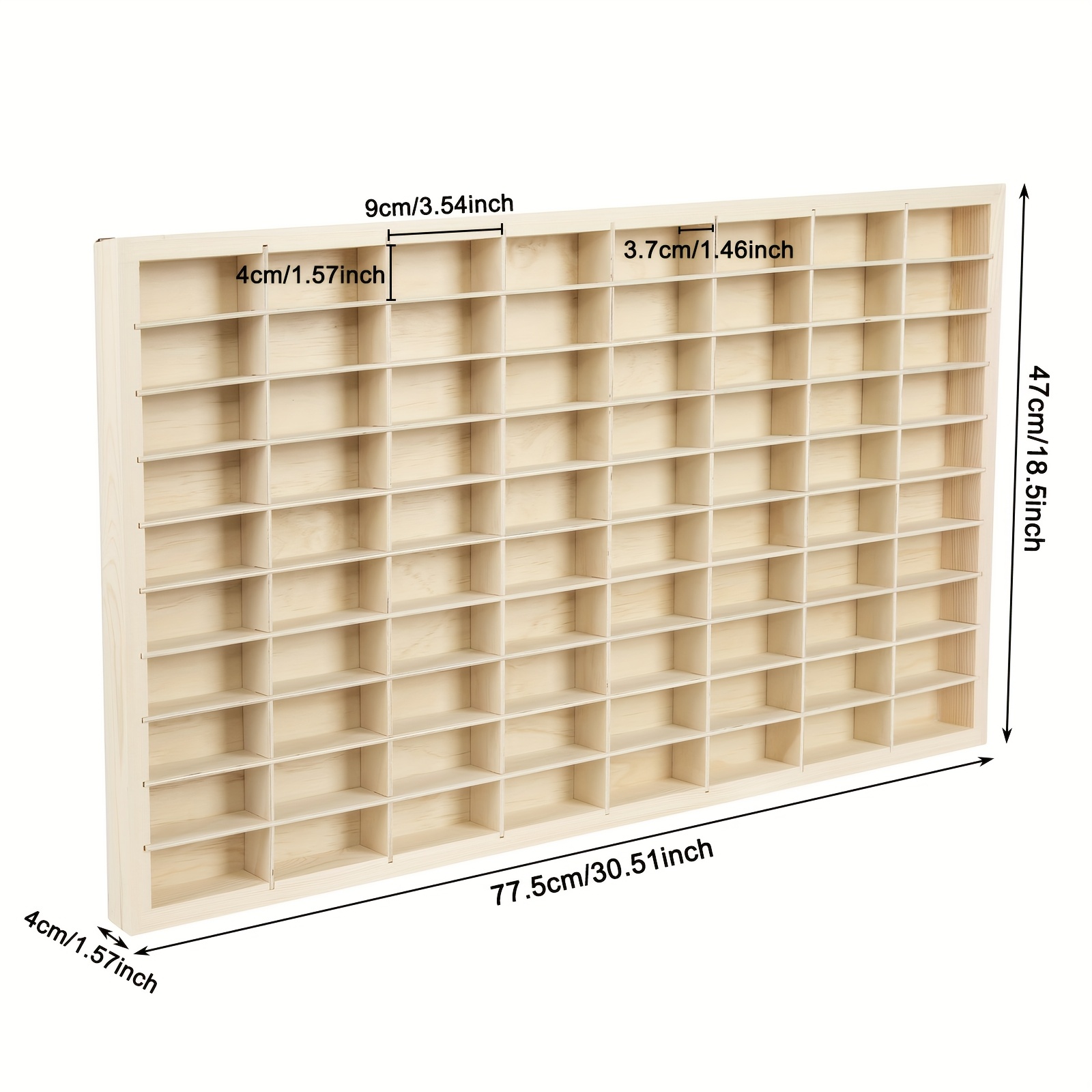 Image of A Wall-mounted Display Case Featuring 80 Compartments Designed For Scale Toy Car Models