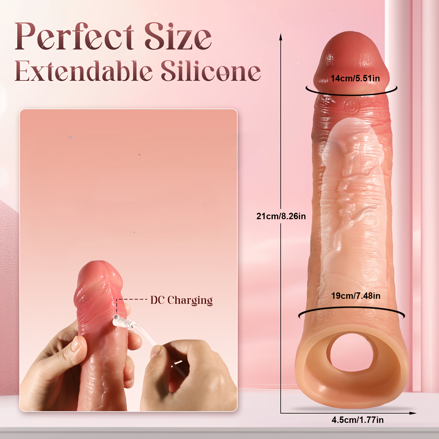 Vibrating Penis Sleeve Rooster Ring Vibrator Extension with 10 Vibration Mode, G-Spot Dildo Vibrators Penis Toy for Men WomenG-Spot Dildo Vibrators Penis Toy for Men Women Sex Toys