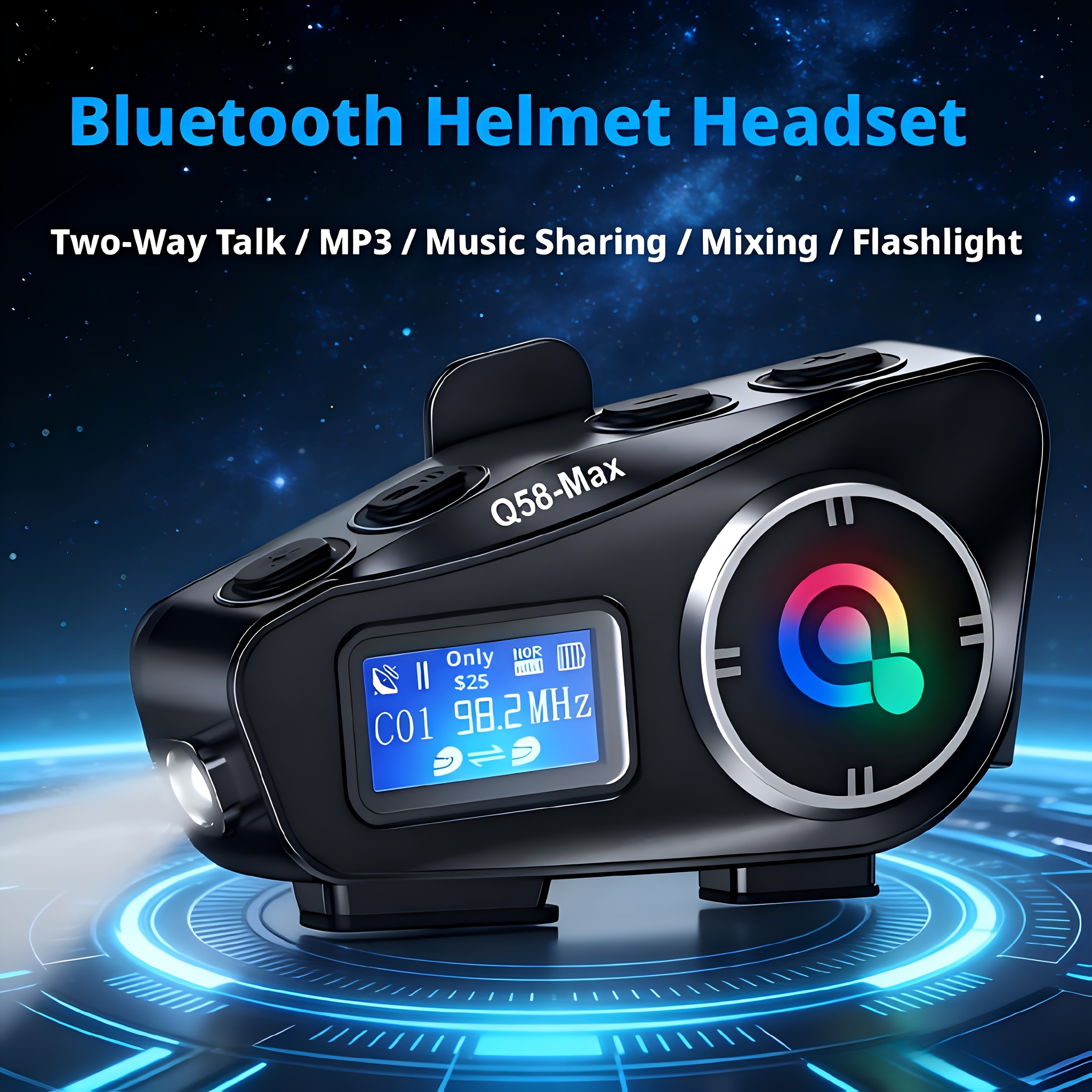bike helmet mp3 player Bluetooth Motorcycle Intercom, 1500 feet Wireless Communication, Built-in Display, FM Radio, Noise Reduction, Music Sharing for 2 Riders, Waterproof, High Volume Sound Quality. 1000mAh, 2-Pack : Electronics 5.7 x 2.7 x 1 cm (2.25 x 1 x 0.5 in) weighing only 16 grams each Fits any helmet strap up to 15mm wide IP65 rated Dgakcvb Motorcycle Helmet Bluetooth Headset,