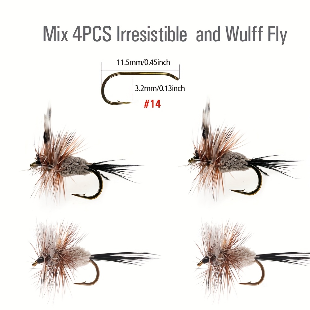 Image of 4pcs Handmade Adam Dry Fly Quintessential Dry Fly Adams Wulff Fly Fishing Lures Trout Flies