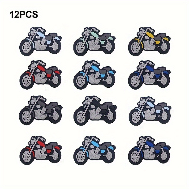 TEMU 12pcs Motorcycle Silicone Beads, Cute Cartoon Flat Beads, Silicone Pad Beads, Bulk Silicone Beads, Multicolor Silicone Beads For Adults'