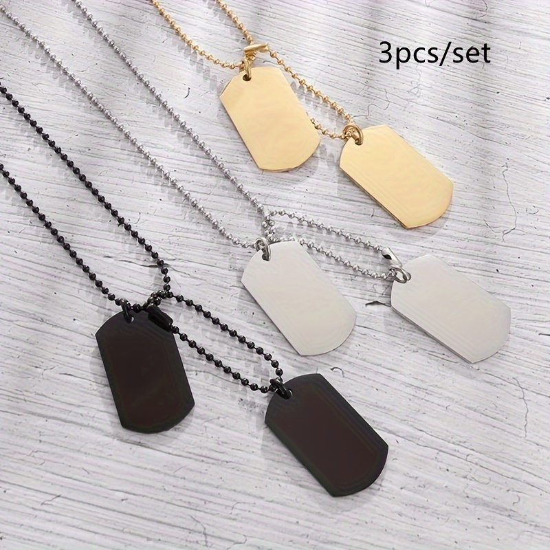 Stainless Steel Dog Tag Style Chain Stainless Steel Double Layer