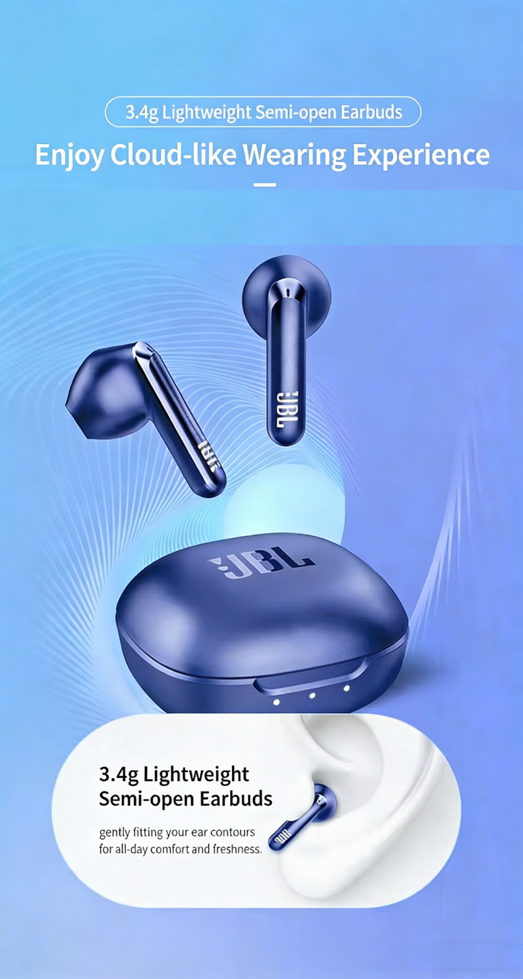 JBL T280TWS X2 True Wireless Earbuds, 12mm Dynamic Driver Deep Bass, DSP Call Noise Cancelling, Bluetooth 5.3 Stable 15m Connection, 24H Total Battery + 10Min Fast Charge, 3.4g Lightweight Semi-In-Ear, Low Latency Game Mode, IPX4 High Quality, Type-C