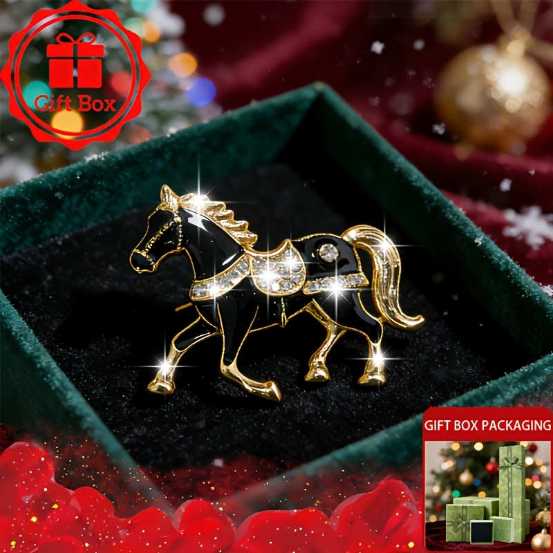 Image of 1pc 18k Golden-plated Horse Brooch With Gift Box, Perfect For New Year 2026, Valentine's Day, Bringing Good Luck, Suitable For Gifting