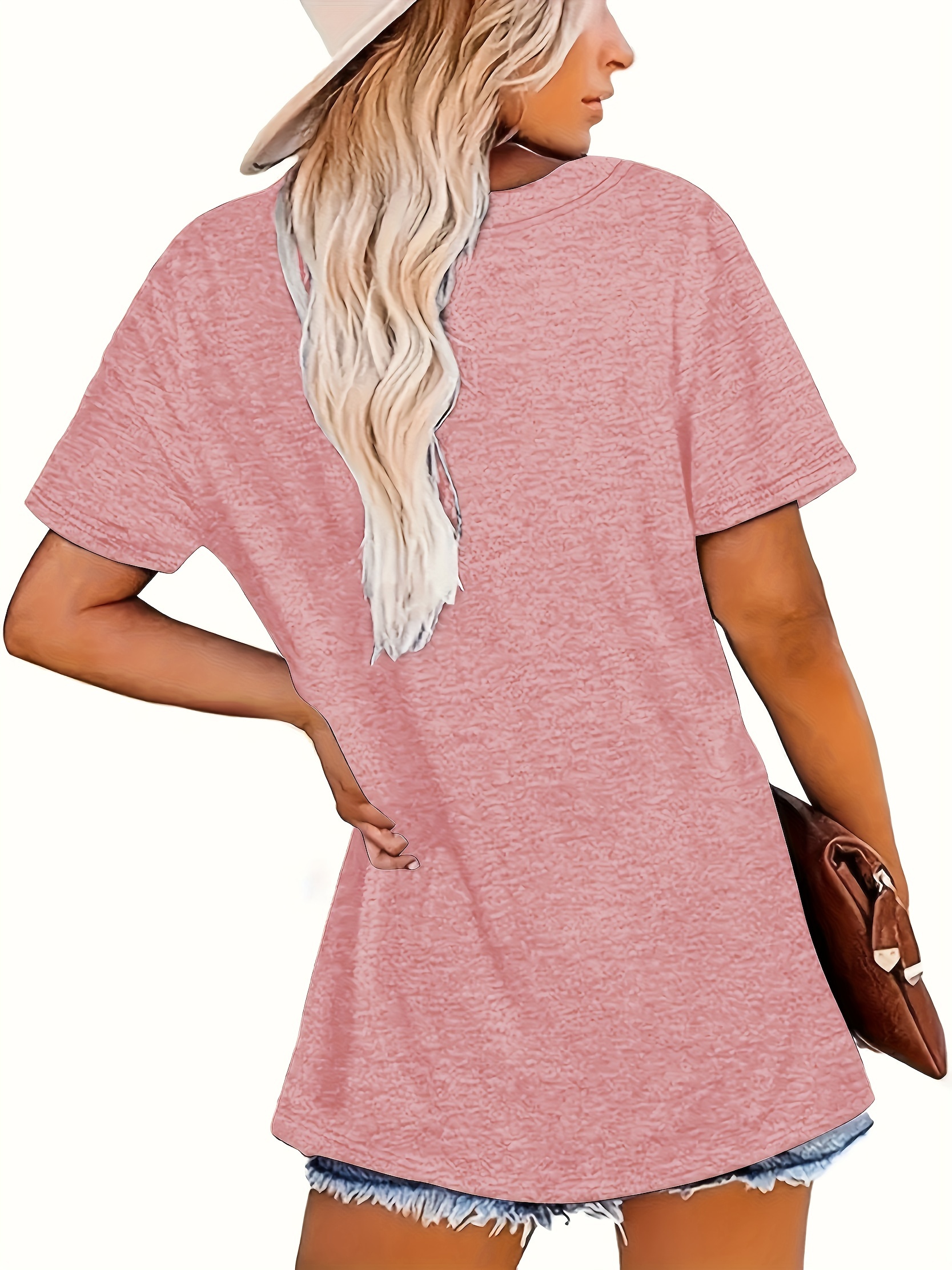 Plus Size Functional LetterPrint T-Shirt, Casual Crew Neck Short Sleeve T-Shirt For Spring & Summer, Women's Plus Size Clothing
