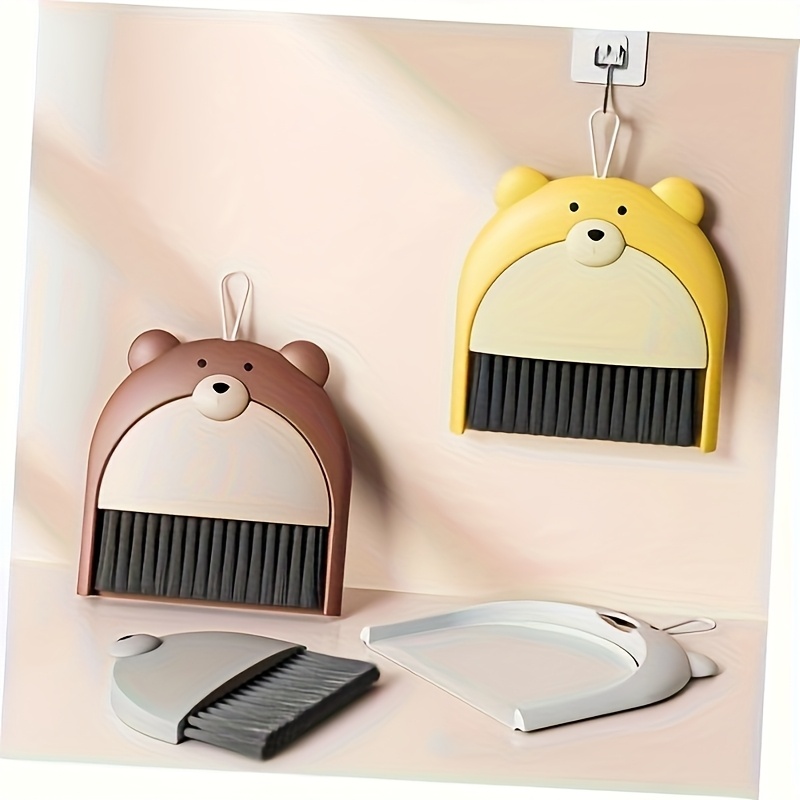 office desktop mini broom and dustpan set compact cleaning tool suitable for office desk window sill keyboard cleaning and home kitchen   in gray brown and yellow Product details 2