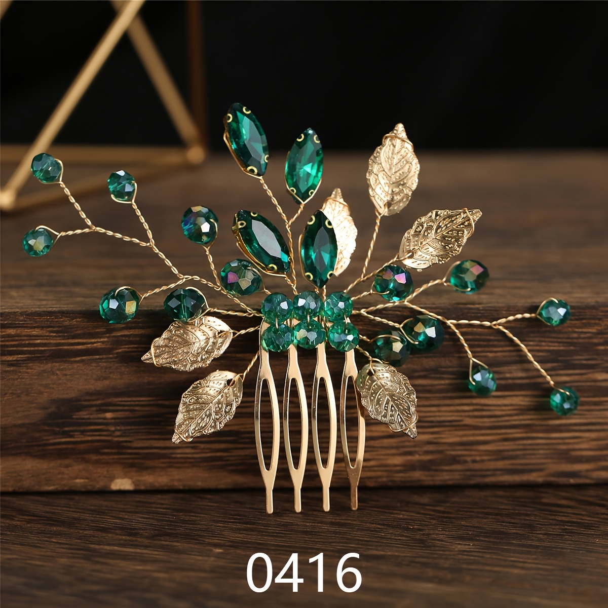 E-shop Neuer handgefertigter Haarkamm mit Strass-Blattseitenkamm, Hochzeitskopfschmuck, Bankettaccessoire, Braut-Haarschmuck
