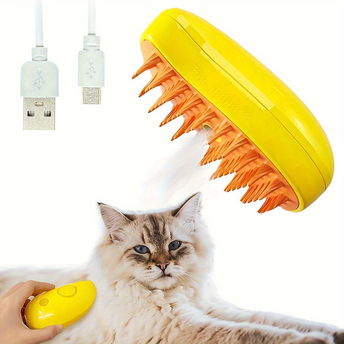 Cepillo de vapor para gatos, mejorado 4 en 1, cepillo de vapor  multifuncional para gatos, cepillo de vapor autolimpiante para masaje,  cepillo de vapor
