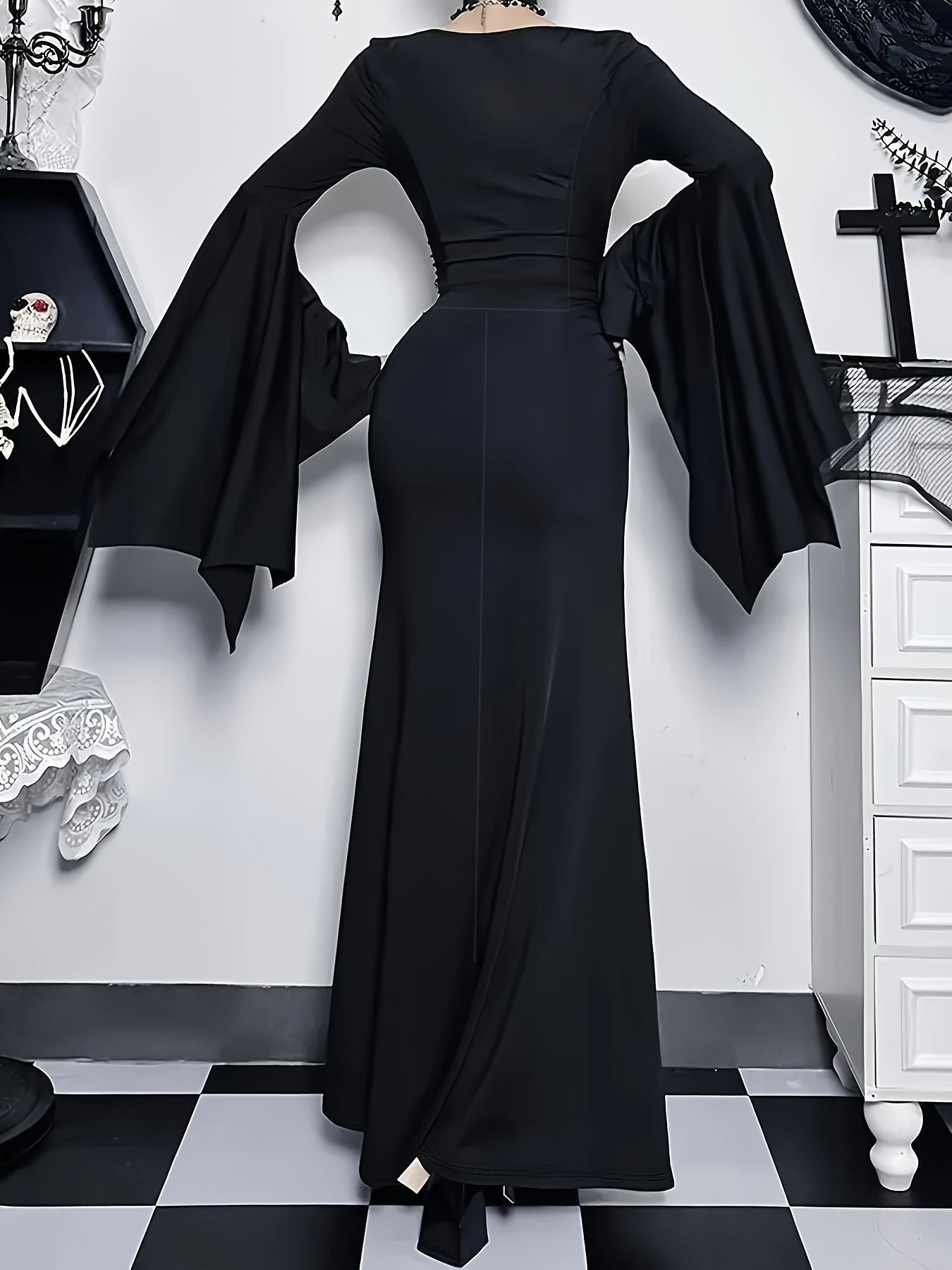 black strapless dress hoco Parisa Black Lace Ruffled Mermaid Maxi Dress main image 0