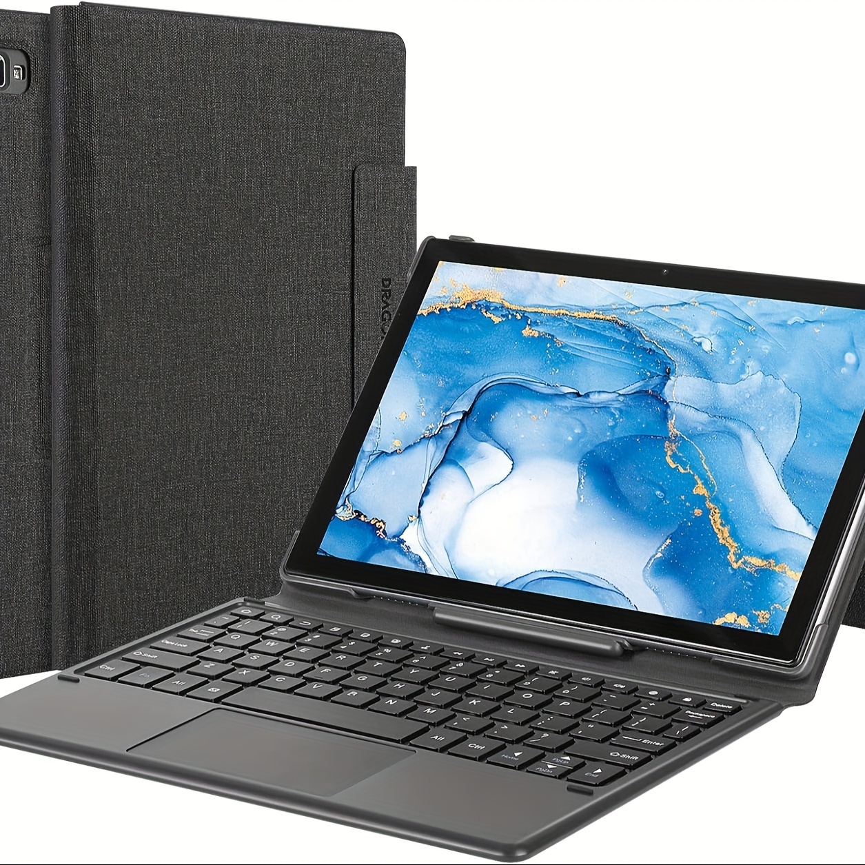 

Dragon Touch-notepad 102 Keyboard Case - Sleek Gray Leather, 80 Keys, 5-pin Connection, Foldable Design For 10-inch Tablets - Tablet Not Included, Ideal Gift