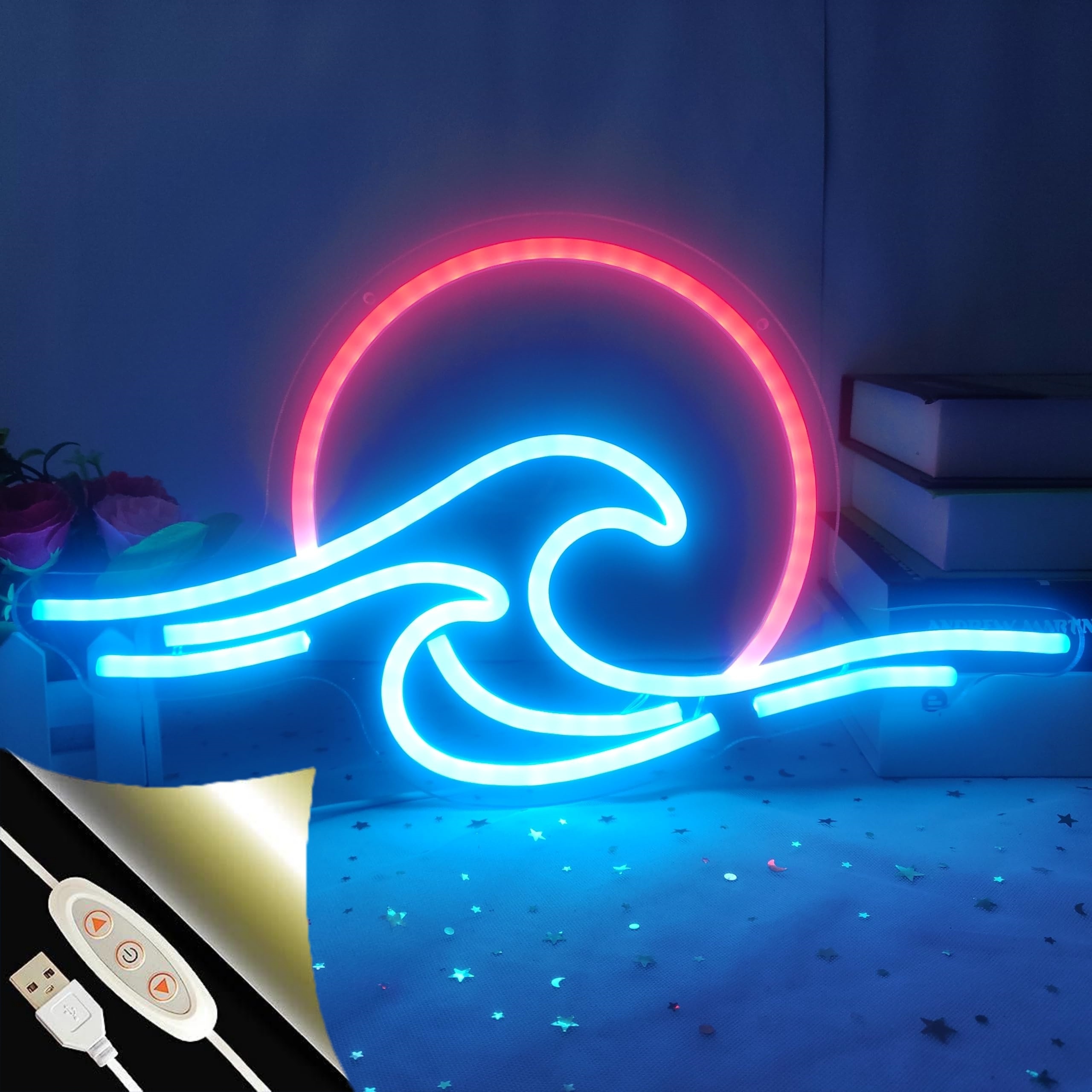 

Sunrise Sunset Neon Sign Dimmable Wave Neon Sign Tropical Bedroom Decor Sunrise Neon Sign Surf Room Decor Ocean Neon Sign For Living Room Bedroom Office Bar Birthday Party Christmas Ice Blue Red