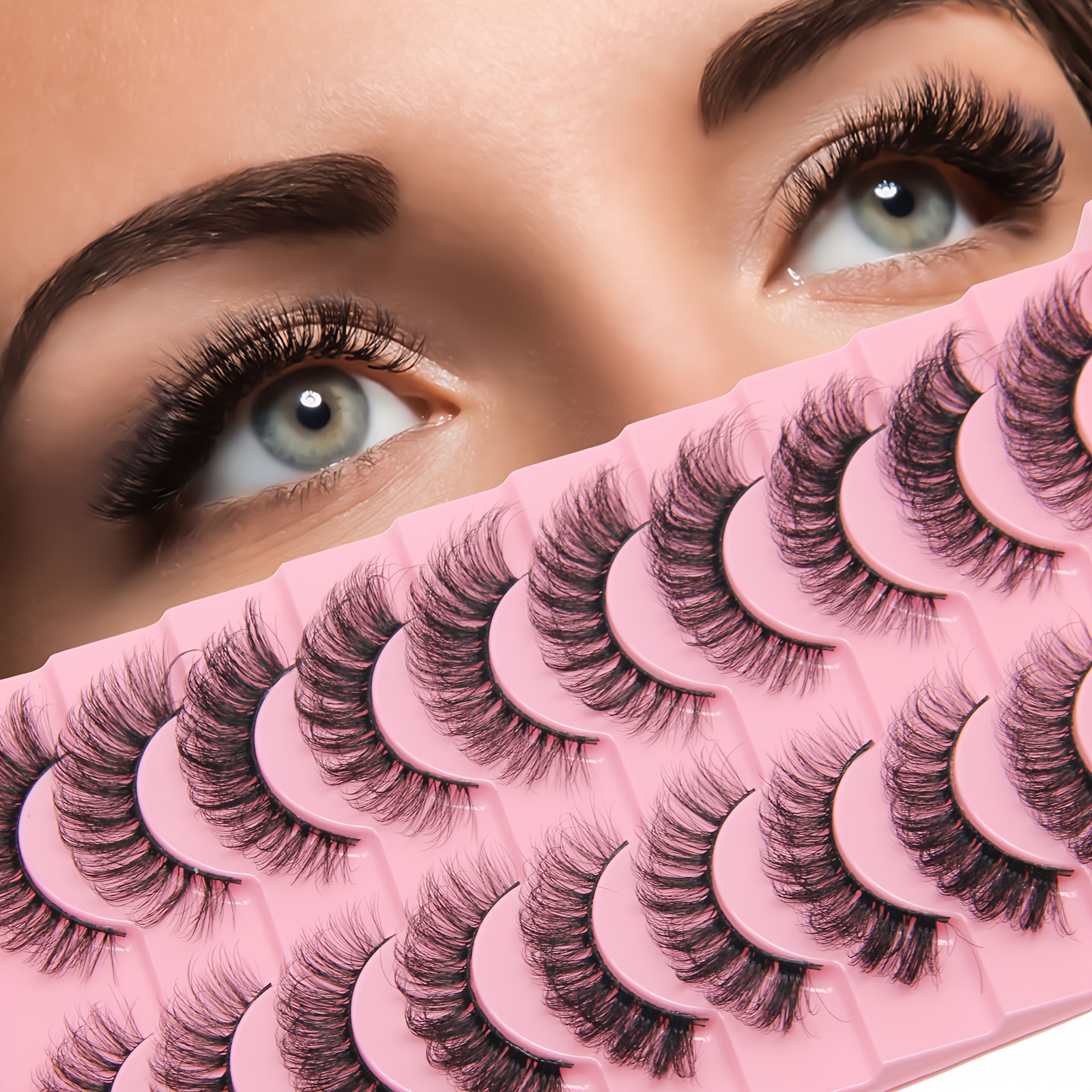 

10 Long Curly False Eyelashes, 6d Fake Tool, - Unscented, Form