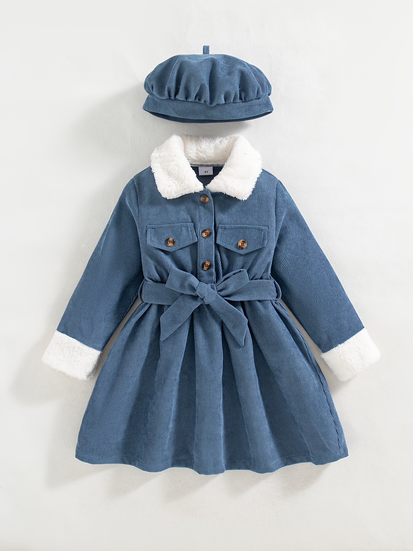 xuan yu si   girls daily casual outing fashion solid color   pocket half open   long sleeve   length girls coat with belt and hat for spring autumn