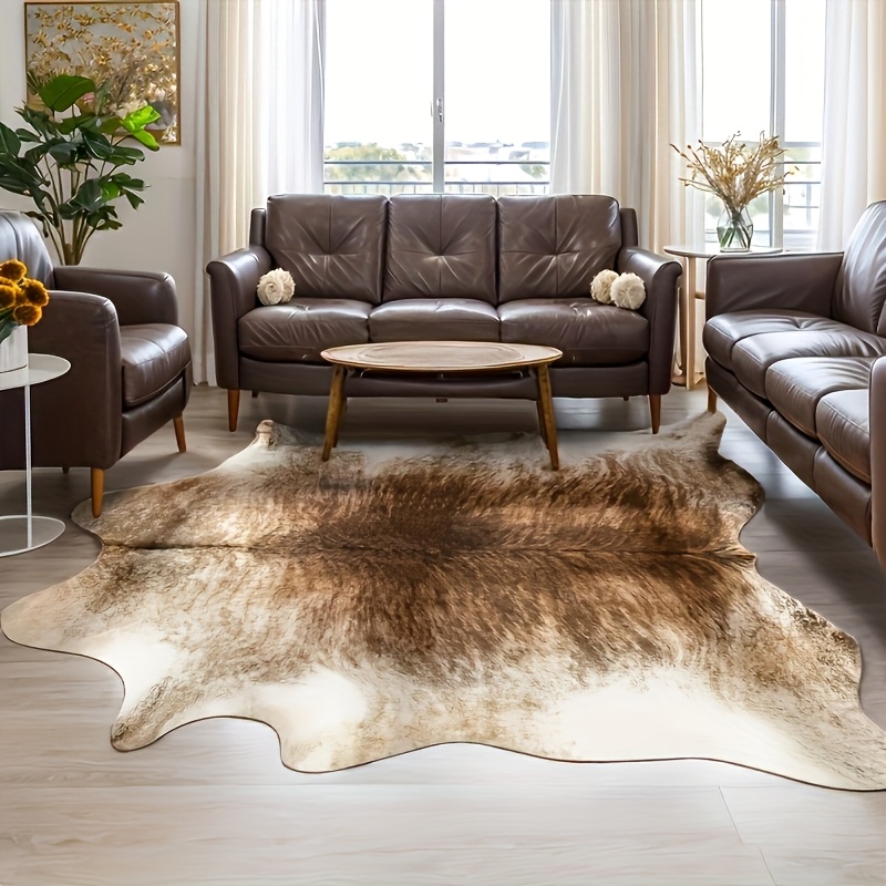 cowhide area rug 6 2 x 5 2 ft large cowhide rug living room - Temu