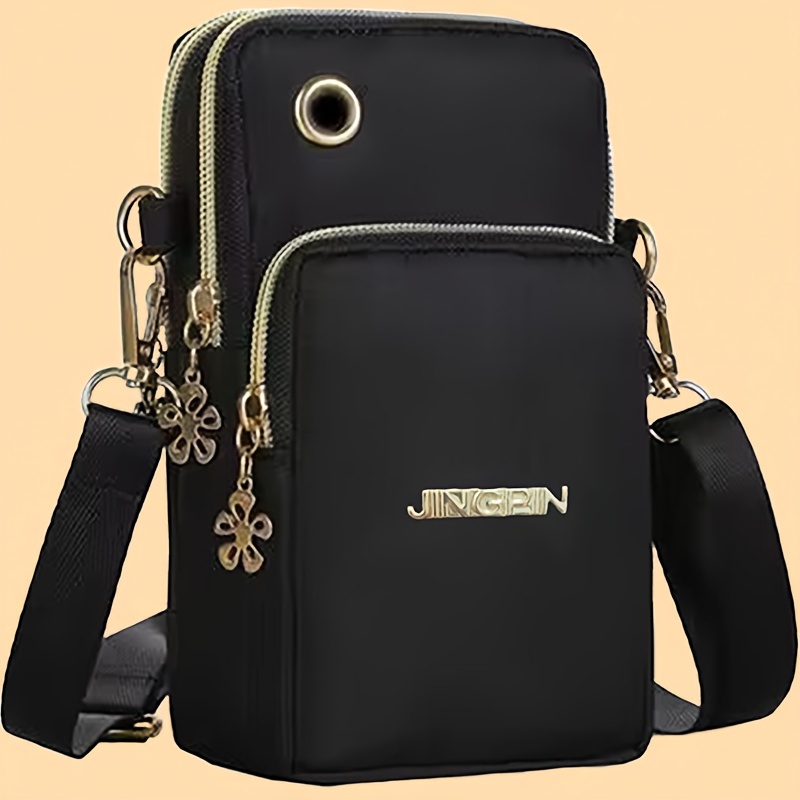 

Jingpin Casual Nylon Crossbody Bag With Adjustable Strap, Solid Color Lightweight Messenger Bag With Zipper Closure And Polyester