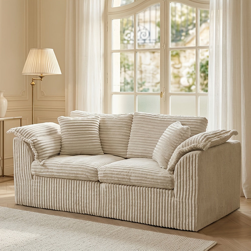 99 6 compact corduroy sofa space saving modular couch for small apartments pet friendly   ergonomic pressure relief foam no   72 hour rebound plush cloud like   for living room bedroom nook home office