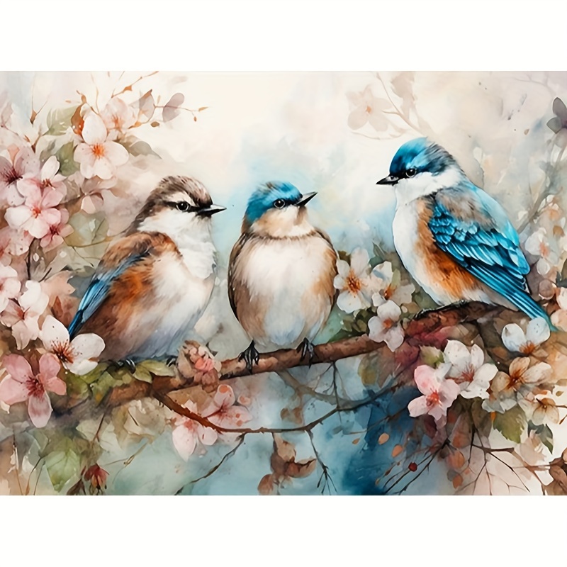 

5d Diamond Painting Kit Diy Round Drill Full Of Diamonds Birds And Flowers Diamond Embroidery Wall Art Decoration For Beginners And Craft Lovers, Perfect Gift For Friends And Family