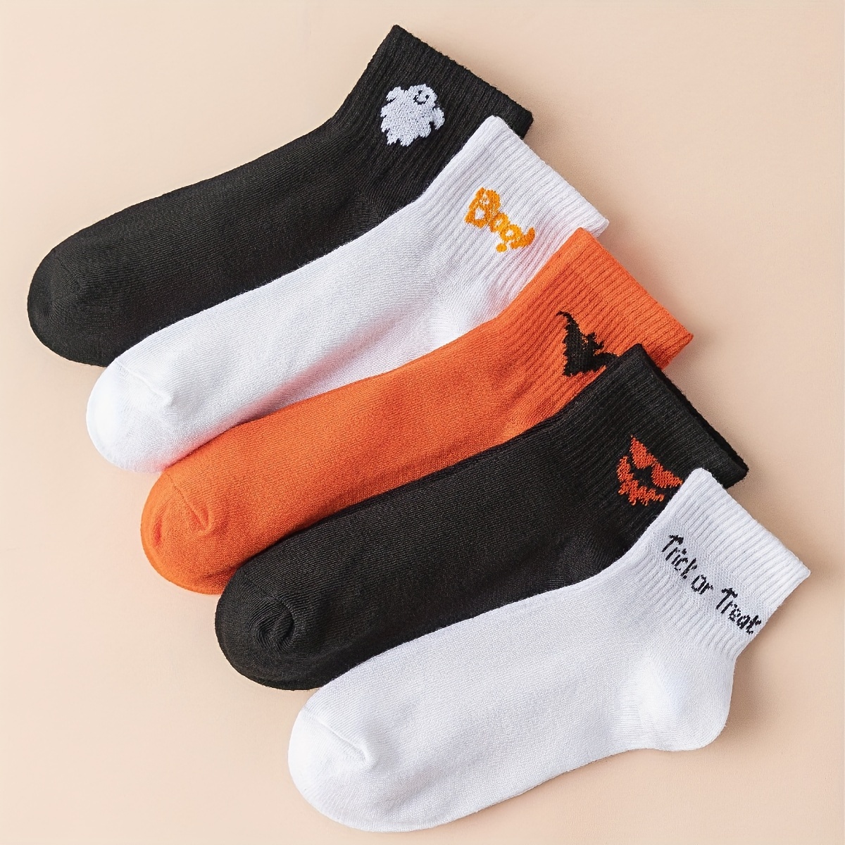 

5 Pairs Element Pattern Ankle Socks, Simple Comfy & Breathable Socks, Women's Stockings & Hosiery