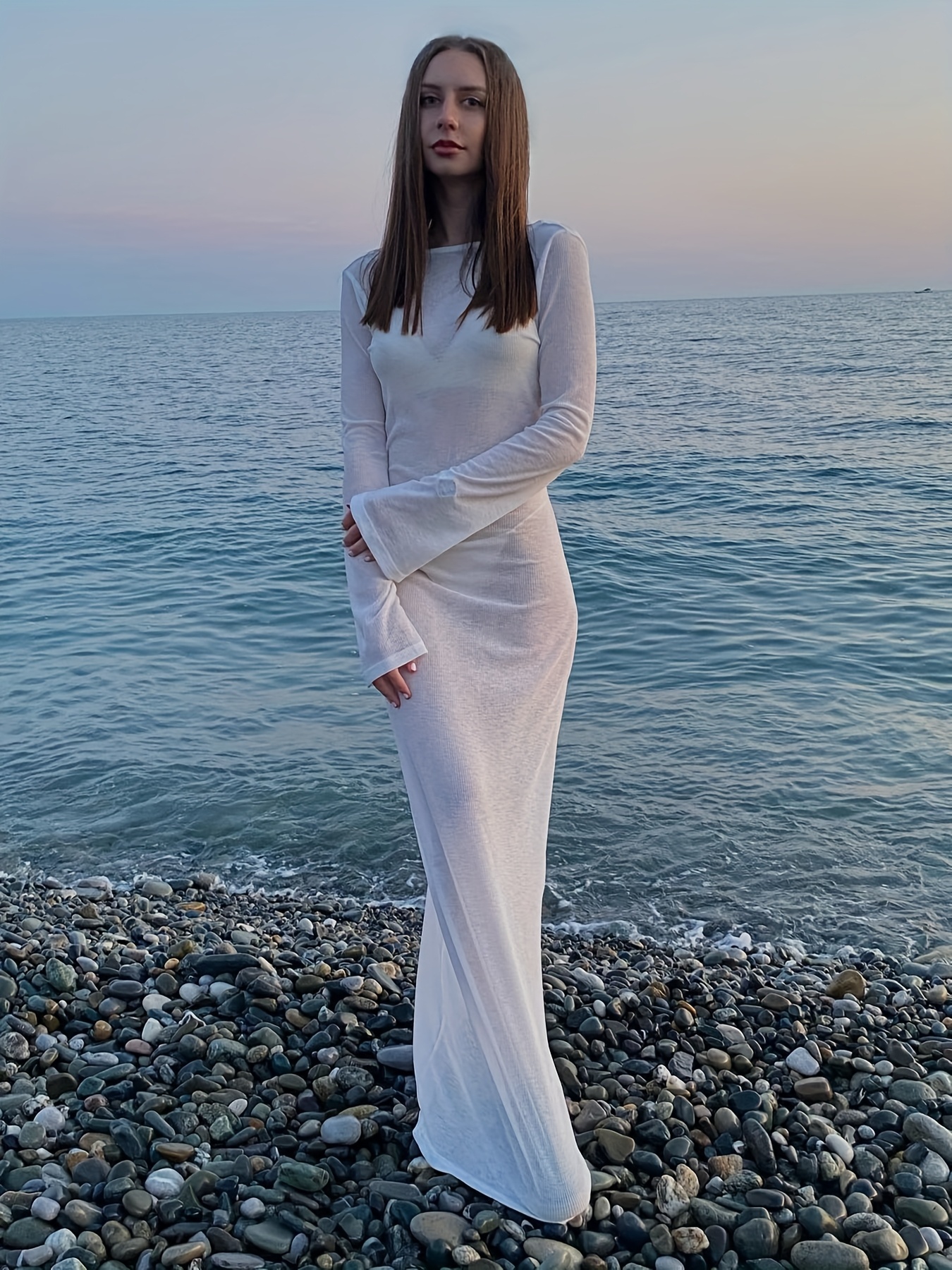 beach color dresses Berlook Linen Criss-Cross Back Maxi Dress