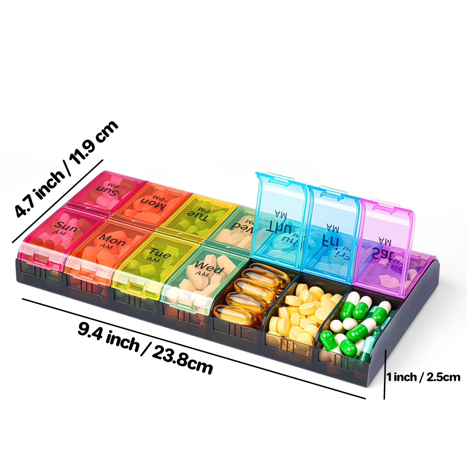 extra large 7 day pill organizer with   compartments   daily dose   vitamin medication dispenser durable pp material