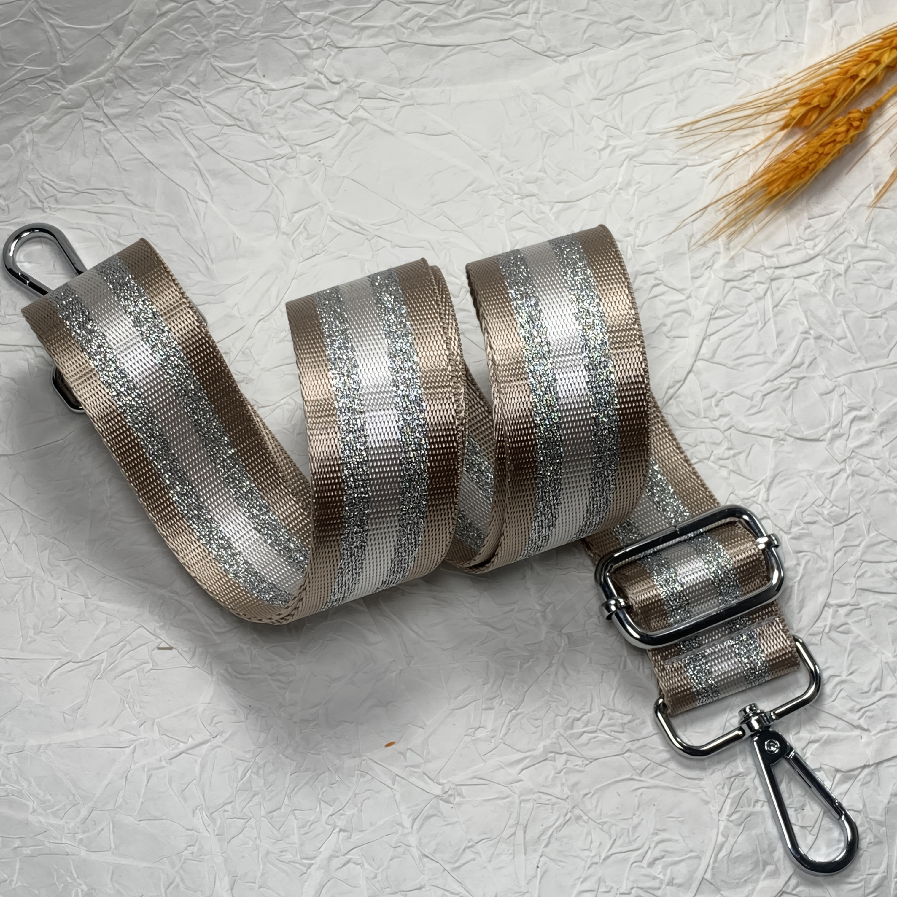 Golden And Silvery Striped Shoulder Strap, Bag Strap, Evening Bag Strap, Adjustable Detachable Replacement Fashion Women' Strap
