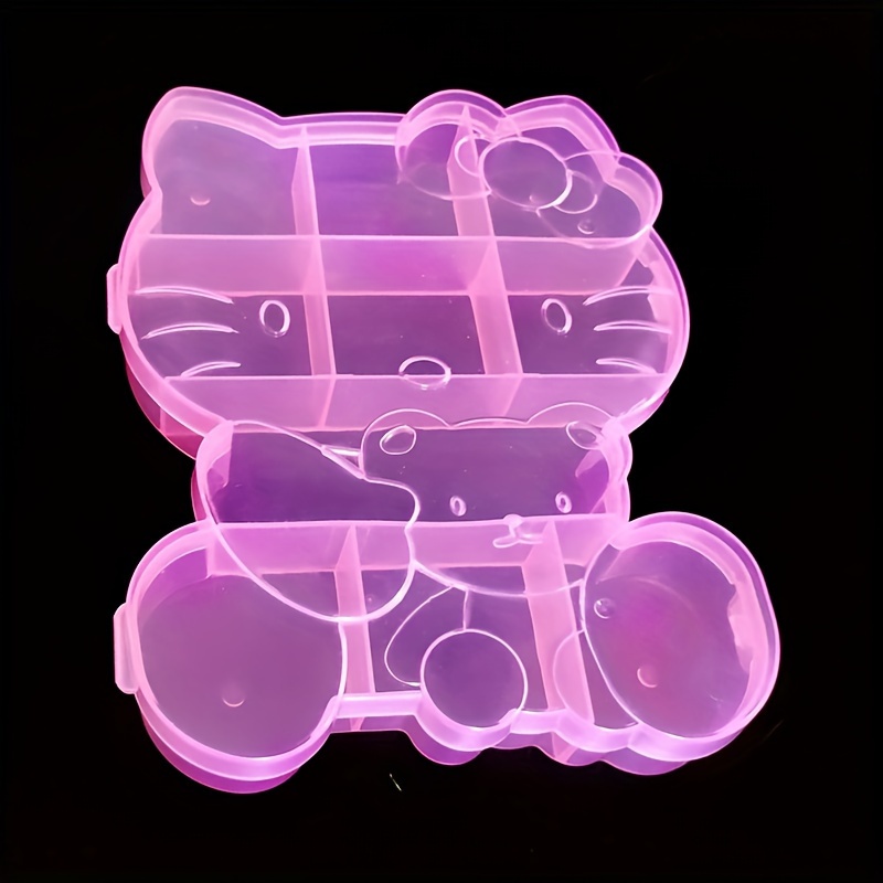 

1pc Hello Kitty Plastic Jewelry Storage Box, For Necklace Earring Pills Organizer Nail Beads Rhinestone Charms Case