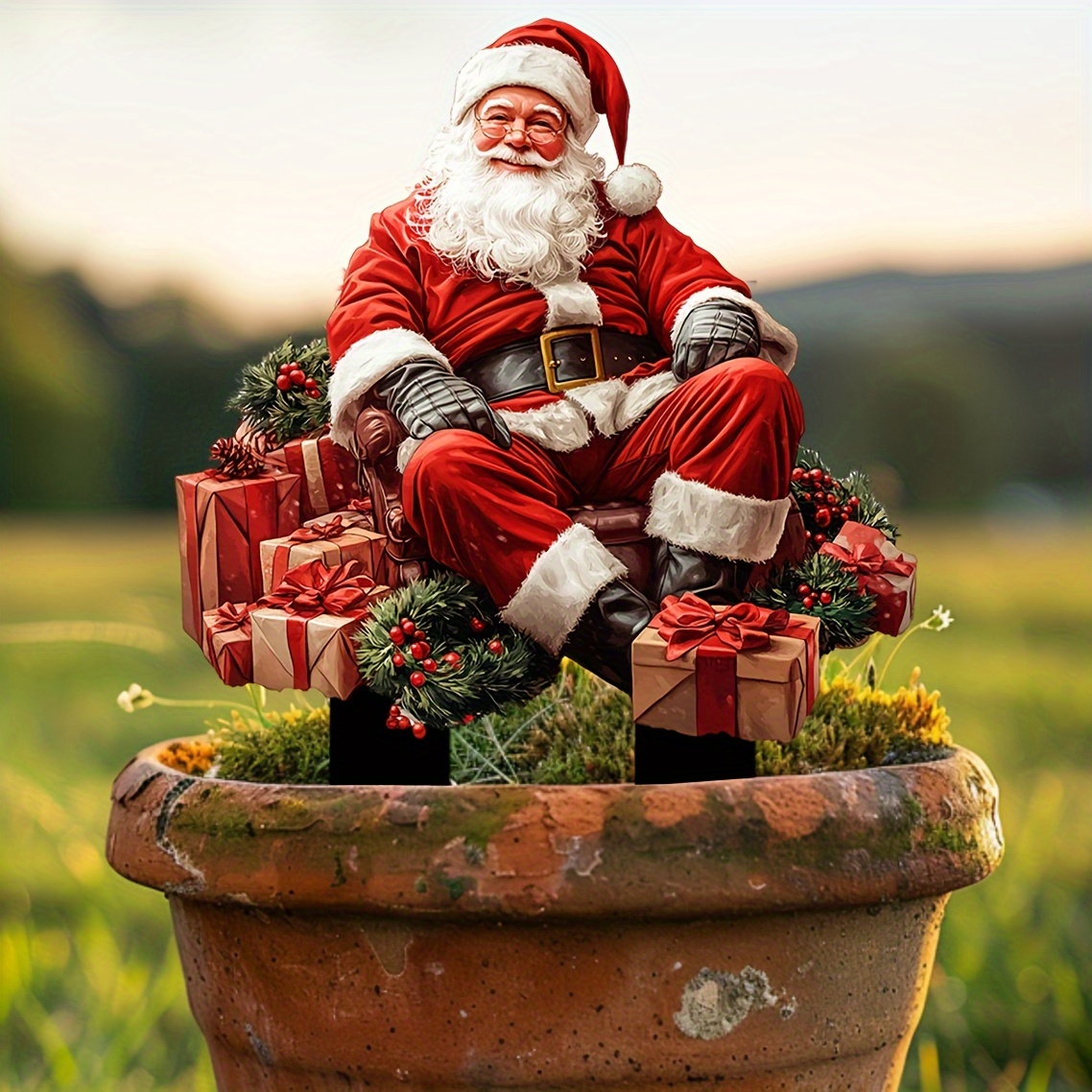 

Santa - 12"x9.5" Christmas Decor, Lawn , , For