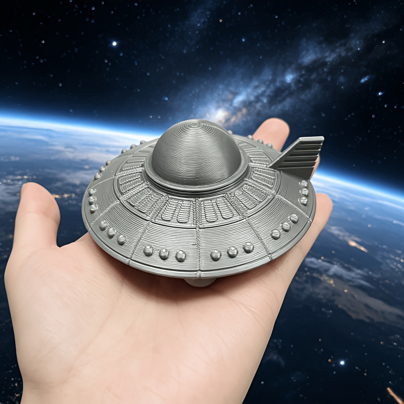 TEMU 1pc 3d Printed Uof Model Spaceship Ornament - Powerless Desktop Decoration, Perfect Gift For Space Enthusiasts, Suitable For Home And Car