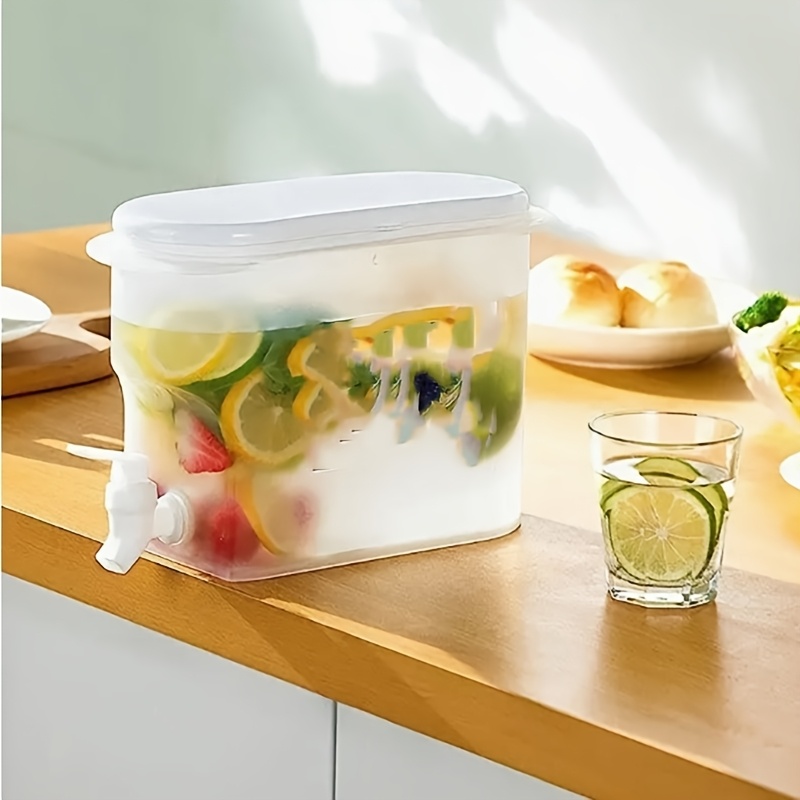 3.5L Large Capacity Refrigerator Water Dispenser with Spigot Tap - No Electricity Needed, Space-Saving Beverage Pitcher for Cold Drinks, Iced Water & Refreshing Drinks, High-Quality Kitchen Accessory, Spillproof Dispenser | Square Shaped Pitcher | Highcapacity Dispenser, Beverage Dispenser for Fridge