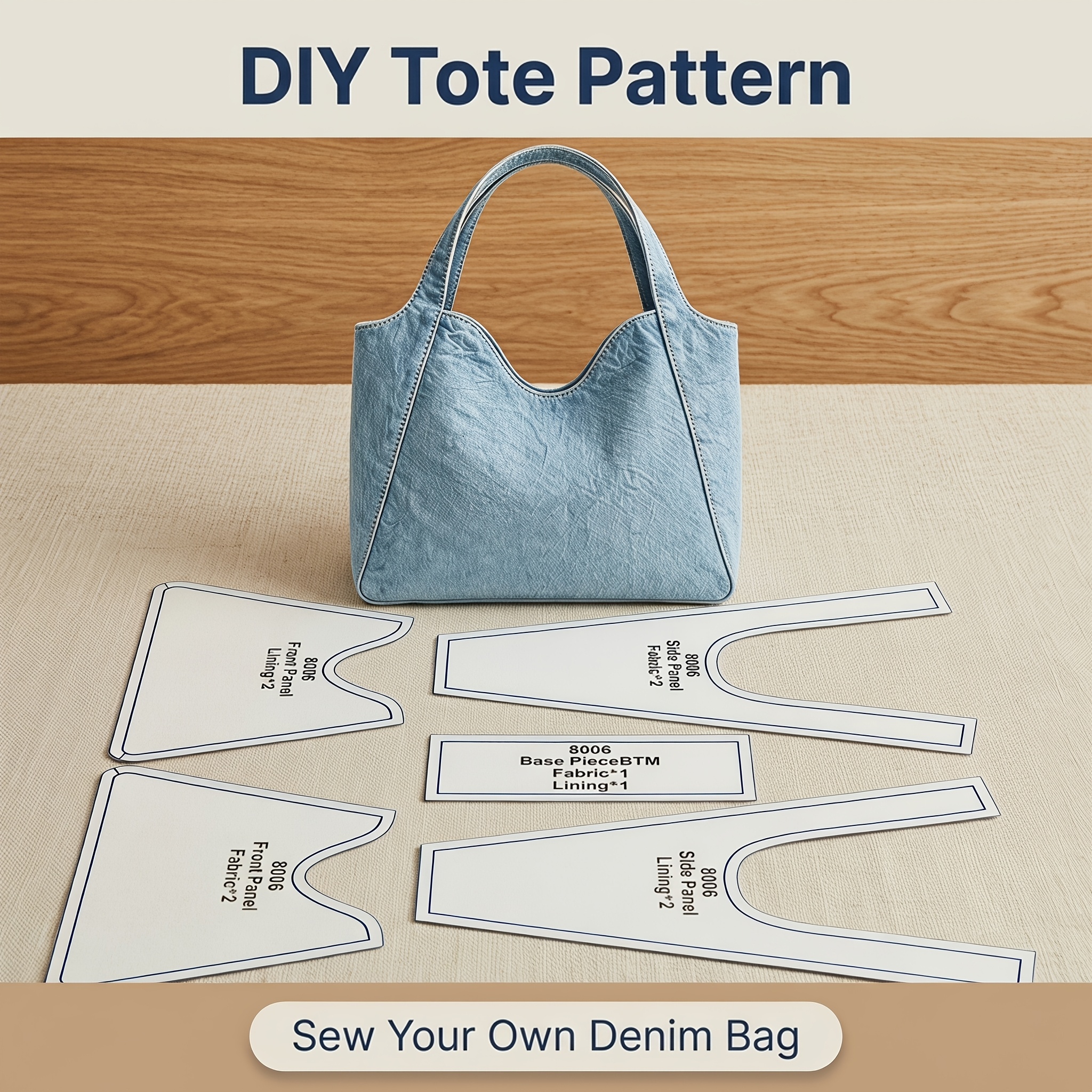 TEMU Pleated Tote Bag, Handmade Bag Making Sewing Pattern